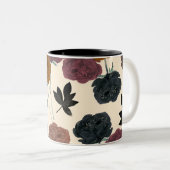 ヴィンテージ水色はっきりした秋フローラ ツートーンマグカップ (正面右)