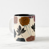 ヴィンテージ水色はっきりした秋フローラ ツートーンマグカップ (正面左)