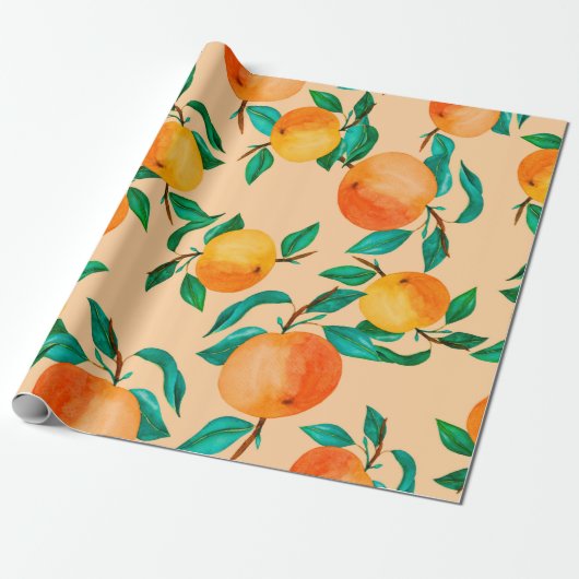 ヴィンテージ水色イラストレーション背景混色 ラッピングペーパー (アンロールド)