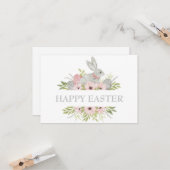 ヴィンテージ水色イースターバニーイースターエッグ カード (正面/裏面インサイチュ)