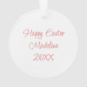 ヴィンテージ水色イースターバニーラビットパーソナライズ オーナメント (裏面)