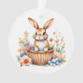 ヴィンテージ水色イースターバニーラビットパーソナライズ オーナメント (正面)
