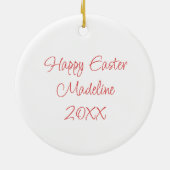 ヴィンテージ水色イースターバニーラビットパーソナライズ セラミックオーナメント (裏面)