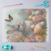 ヴィンテージ水色イースターバニー/卵 薄葉紙 (クラフト)