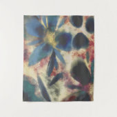 ヴィンテージ水色エレガントきらめくフローラ タペストリー (正面)