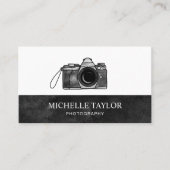 ヴィンテージ水色カメラ撮影QRコード 名刺 (正面)