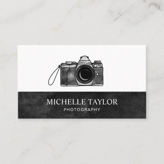 ヴィンテージ水色カメラ撮影QRコード 名刺 (正面)