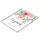 ヴィンテージ水色カラフル春カスタムフローラ ノートブック (左側)