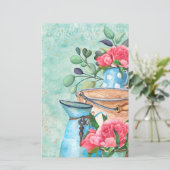 ヴィンテージ水色ガーデデコップスクラップブック紙 (スタンド正面)