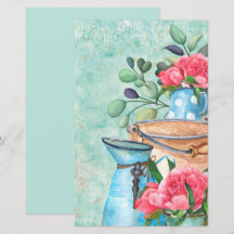 ヴィンテージ水色ガーデデコップスクラップブック紙