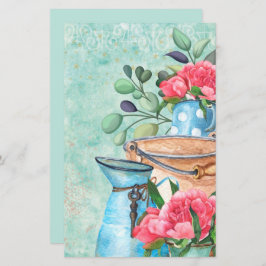 ヴィンテージ水色ガーデデコップスクラップブック紙