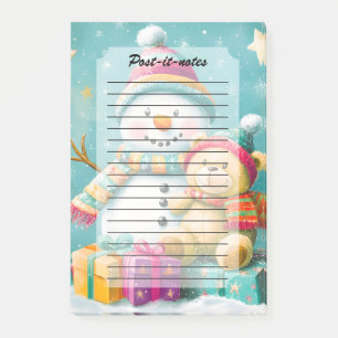ヴィンテージ水色クマ雪だるまクリスマスジョイ ポストイット