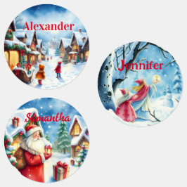 ヴィンテージ水色クリスマスギフトタグ ラベル