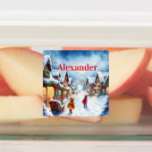 ヴィンテージ水色クリスマスギフトタグ ラベル (貼付)