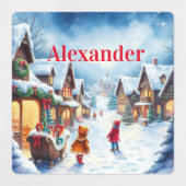 ヴィンテージ水色クリスマスギフトタグ ラベル (デザイン1)