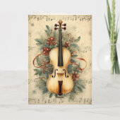 ヴィンテージ水色クリスマスシート音楽チェロ シーズンカード (裏面)