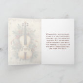 ヴィンテージ水色クリスマスシート音楽チェロ シーズンカード (内部)