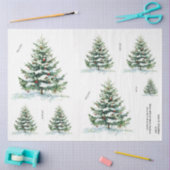 ヴィンテージ水色クリスマスツリー 薄葉紙 (クラフト)