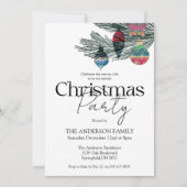 ヴィンテージ水色クリスマスパーティー 招待状 (正面)