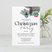 ヴィンテージ水色クリスマスパーティー 招待状 (スタンド正面)