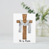 ヴィンテージ水色クロスイースターホリディハガキ シーズンポストカード (スタンド正面)