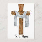 ヴィンテージ水色クロスイースターホリディハガキ シーズンポストカード (正面)