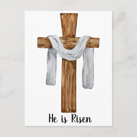 ヴィンテージ水色クロスイースターホリディハガキ シーズンポストカード (正面)