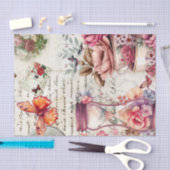 ヴィンテージ水色コラージュの分離 薄葉紙 (クラフト)