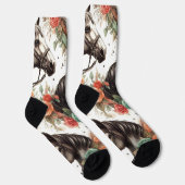 ヴィンテージ水色シームレスホース絵画ズ ソックス (右)