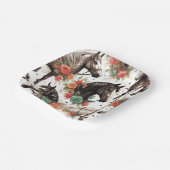 ヴィンテージ水色シームレスホース絵画ズ ペーパープレート (傾斜あり)