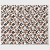 ヴィンテージ水色シームレスホース絵画ズ ラッピングペーパー (フラット)