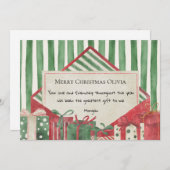 ヴィンテージ水色スクラップブッククリスマス シーズンカード (正面/裏面)