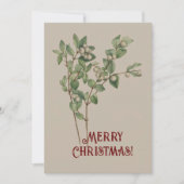ヴィンテージ水色スノーベリーメリークリスマス シーズンカード (正面)