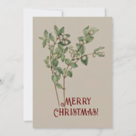 ヴィンテージ水色スノーベリーメリークリスマス シーズンカード