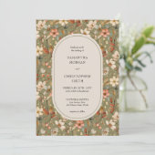 ヴィンテージ水色セージterracotta野花 招待状 (スタンド正面)