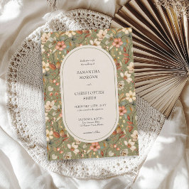 ヴィンテージ水色セージterracotta野花 招待状