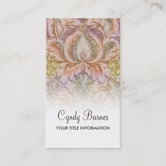 ヴィンテージ水色ダマスク名刺 名刺 (正面)