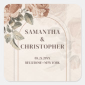 ヴィンテージ水色テラコッタバラセージ緑 スクエアシール (正面)