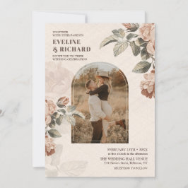 ヴィンテージ水色テラコッタバラセージ緑 招待状