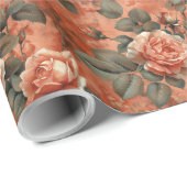 ヴィンテージ水色テラコッタ英語バラ銅 ラッピングペーパー (ロールコーナー)