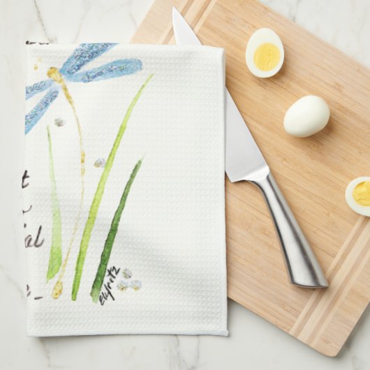 ヴィンテージ水色トンフライ常に覚えている文字 キッチンタオル (四つ折り)