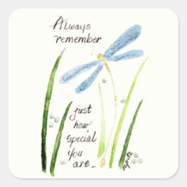 ヴィンテージ水色トンフライ常に覚えている文字 スクエアシール