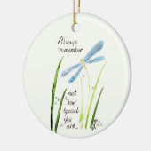 ヴィンテージ水色トンフライ常に覚えている文字 セラミックオーナメント (左)