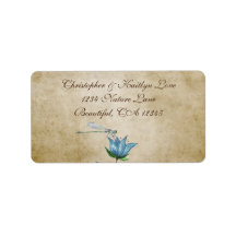 ヴィンテージ水色トンボ青フローラアドレス