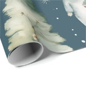 ヴィンテージ水色ネイビーブルークリスマスマウス ラッピングペーパー (ロールコーナー)