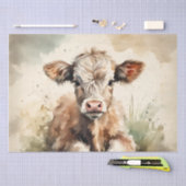 ヴィンテージ水色ハイランドカーフの切り離し10"x15" 薄葉紙 (クラフト)