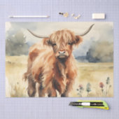 ヴィンテージ水色ハイランドカーフの切り離し10"x15" 薄葉紙 (クラフト)