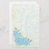 ヴィンテージ水色バラフローラカスタム文具 便箋 (正面/裏面)