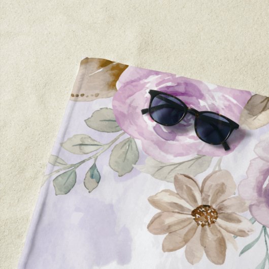 ヴィンテージ水色バラフローラミセスカスタムー ビーチタオル (インサイチュ)