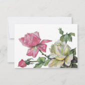 ヴィンテージ水色バラ小さいRSVP返信 出欠カード (裏面)